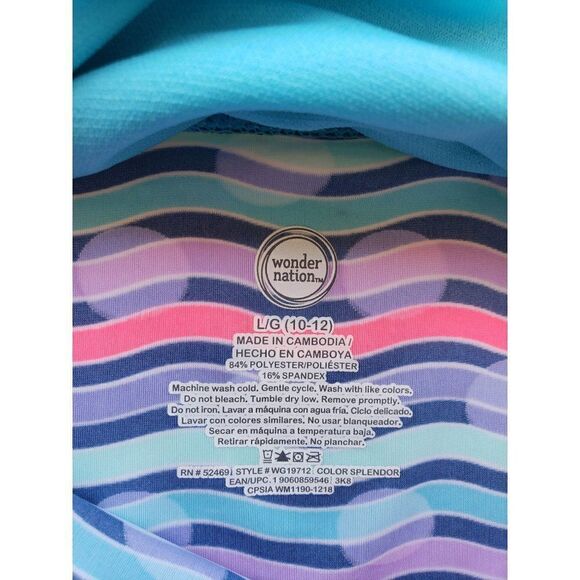 Girls Tankini Pink Blue Print Swimsuit Bathing Suit Top Large 10/12 NWT - Picture 5 of 5